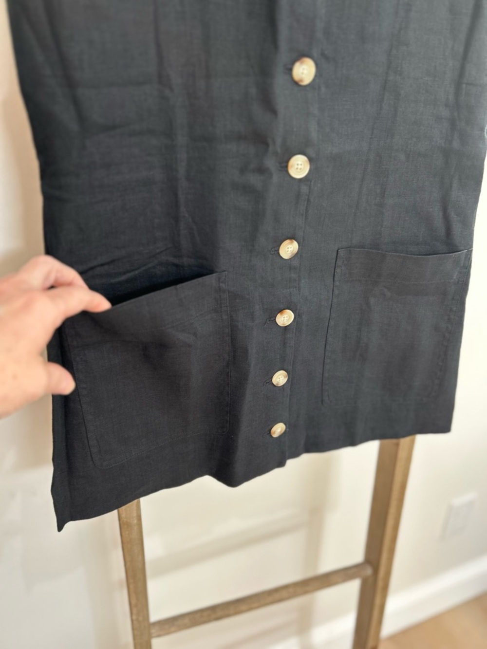 Quince Black European Linen Longline Vest Button-Front Top Size XS NWT Old Money - Picture 6 of 11